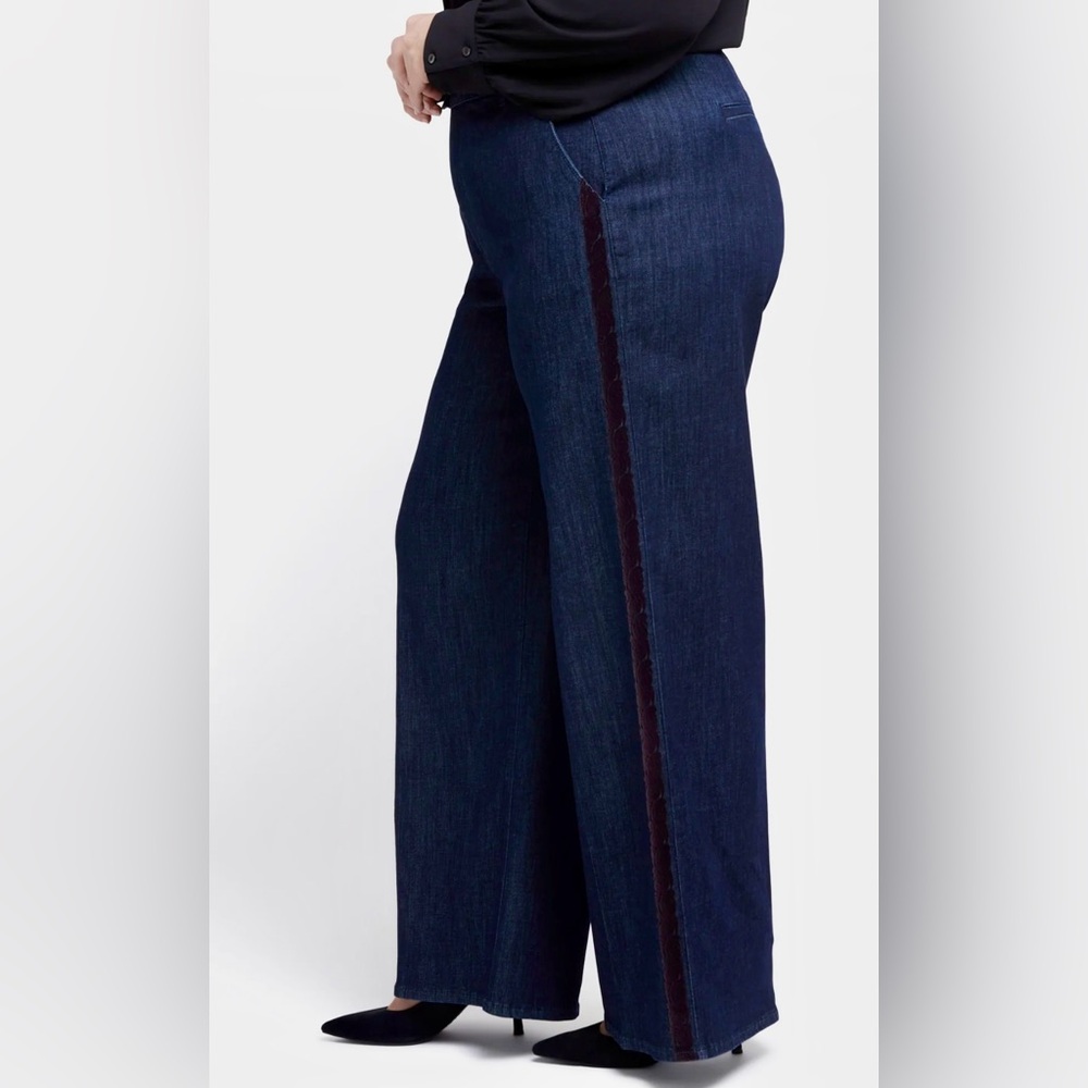 🆕 NWT! NYDJ Mona Wide Leg Contrast Stripe Jeans